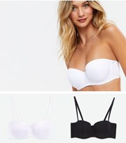 New Look 2 Pack Black and White Strapless Bras